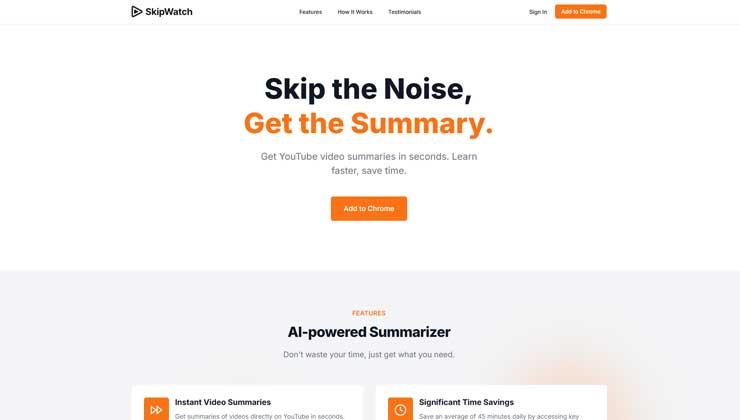 SkipWatch: AI YouTube Summarizer