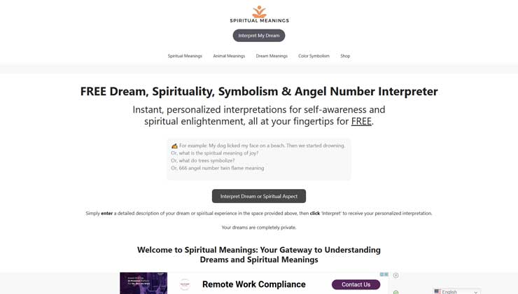 Dream, Spirituality, Symbolism & Angel Number Interpreter