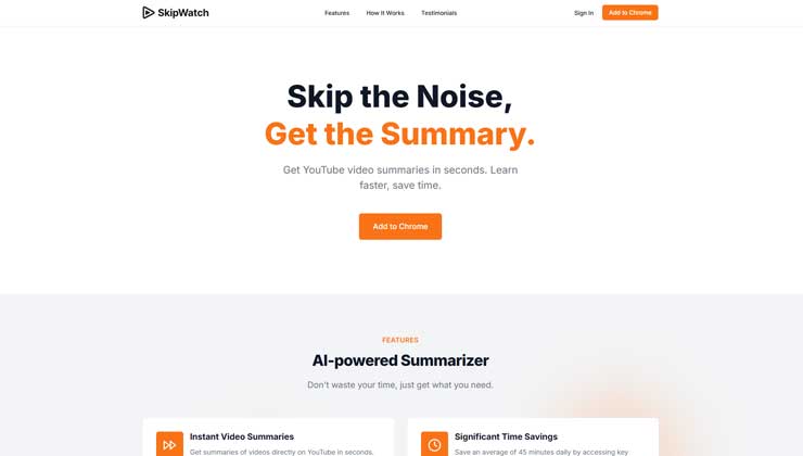 SkipWatch: AI YouTube Summarizer